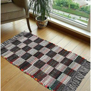 Handmade Cotton Rug Luxurious Handcrafted Traditional Modern Indoor Rug 20" x 32
